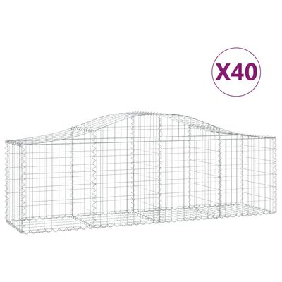 vidaXL Coșuri gabion arcuite 40 buc, 200x50x60/80 cm, fier galvanizat