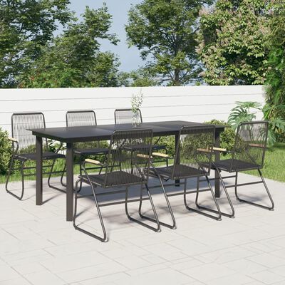 vidaXL Set mobilier de grădină, 7 piese, negru, ratan PVC