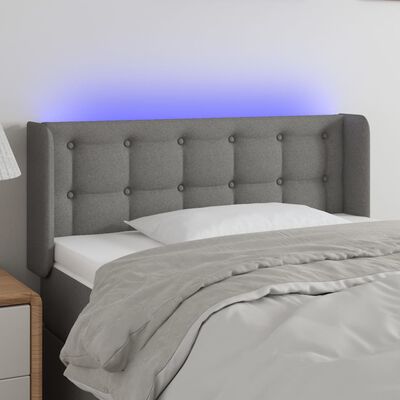 vidaXL Tăblie de pat cu LED, gri închis, 83x16x78/88 cm, textil