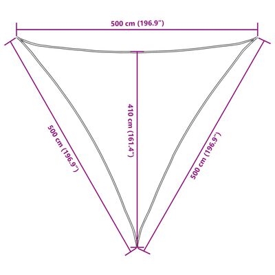 vidaXL Parasolar din țesătură oxford, triunghiular, 5 x 5 x 5 m, crem