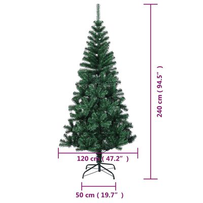 vidaXL Brad de Crăciun artificial cu vârfuri irizate verde 240 cm PVC