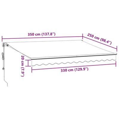 vidaXL Copertina retractabilă automat cu LED, vișiniu, 350x250 cm