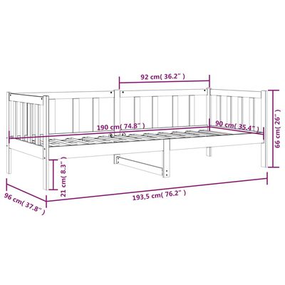 vidaXL Pat de zi fără saltea, 90x190 cm, lemn masiv de pin