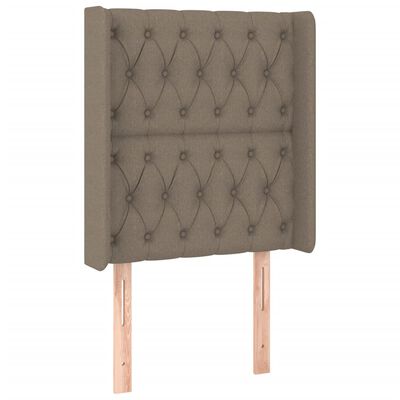 vidaXL Tăblie de pat cu LED, gri taupe, 83x16x118/128 cm, textil