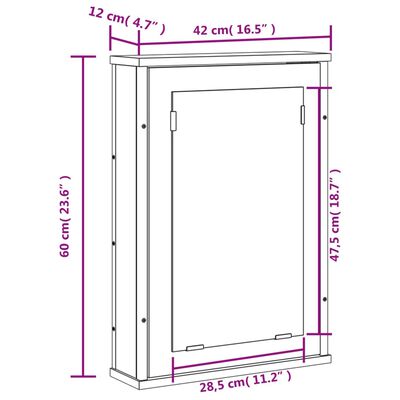 vidaXL Dulap baie cu oglindă stejar maro 42x12x60 cm lemn compozit