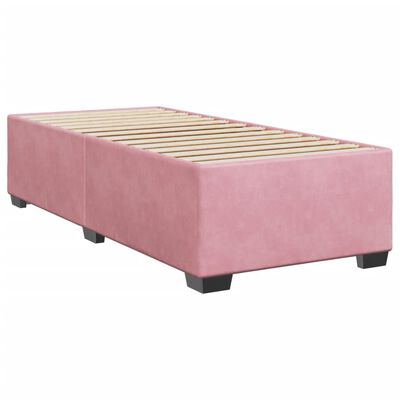 vidaXL Pat box spring cu saltea, roz, 80x200 cm, catifea