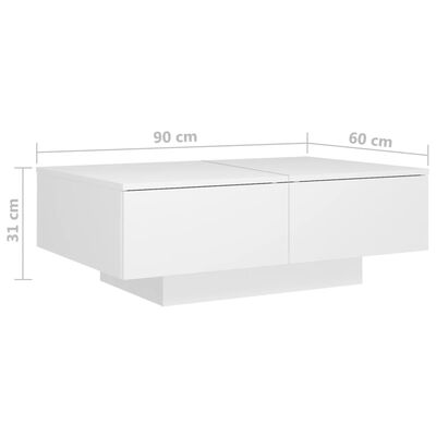 vidaXL Măsuță de cafea, alb, 90x60x31 cm, lemn prelucrat