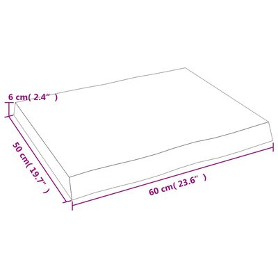 vidaXL Blat masă, 60x50x(2-6) cm, maro, lemn tratat contur organic