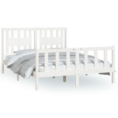 vidaXL Cadru de pat cu tăblie, alb, 120x200 cm, lemn masiv de pin