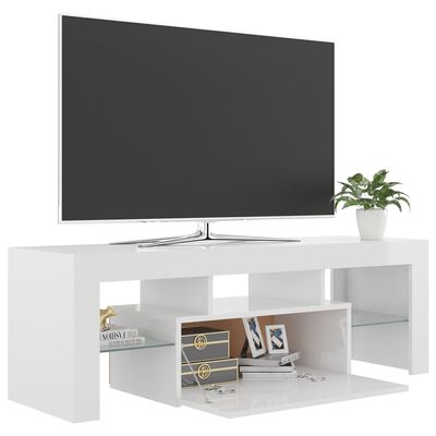 vidaXL Comodă TV cu lumini LED, alb extralucios, 120x35x40 cm