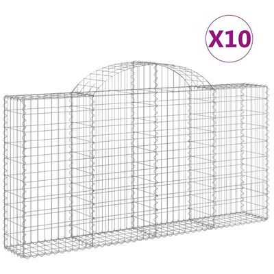 vidaXL Coșuri gabion arcuite 10 buc, 200x30x100/120 cm fier galvanizat