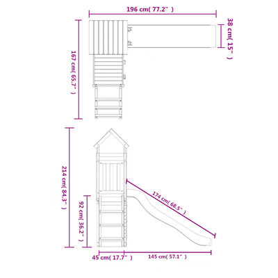 vidaXL Set de joacă pentru exterior, lemn masiv de pin