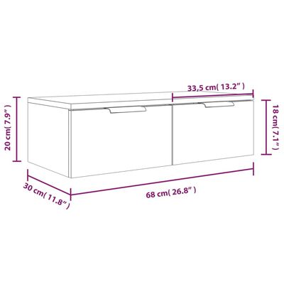 vidaXL Dulap de perete stejar afumat 68x30x20 cm lemn prelucrat