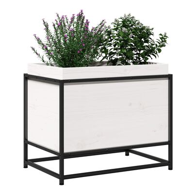 vidaXL Jardinieră de grădină, alb, 60x40x50 cm, lemn masiv de pin