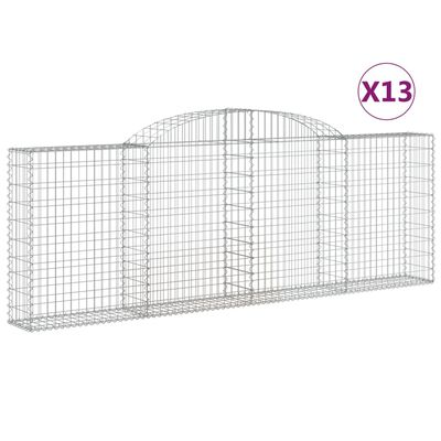 vidaXL Coșuri gabion arcuite 13 buc, 300x30x100/120 cm fier galvanizat