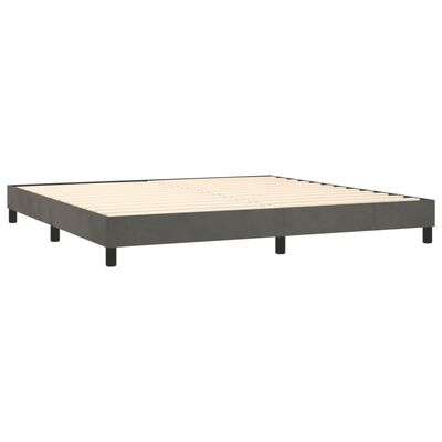 vidaXL Pat box spring cu saltea, gri închis, 200x200 cm, catifea