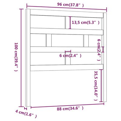 vidaXL Tăblie de pat, alb, 96x4x100 cm, lemn masiv de pin