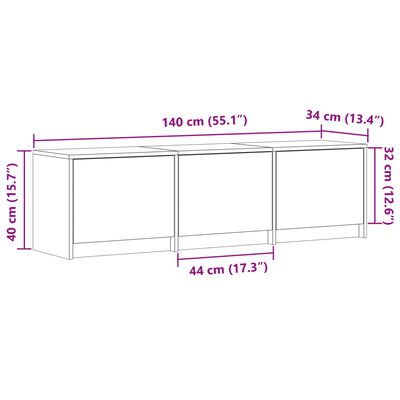 vidaXL Dulap TV cu LED, stejar fumuriu, 140x34x40 cm, lemn prelucrat