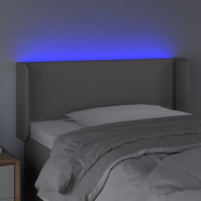 vidaXL Tăblie de pat cu LED, gri, 103x16x78/88 cm, piele ecologică