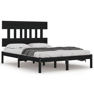 vidaXL Cadru de pat Super King, negru, 180x200 cm, lemn masiv