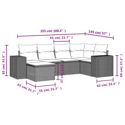 vidaXL Set canapele de grădină cu perne, 6 piese, bej, poliratan