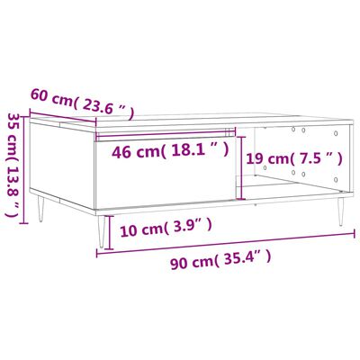 vidaXL Masă de cafea, gri beton, 90x60x35 cm, lemn compozit