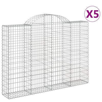 vidaXL Coșuri gabion arcuite 5 buc, 200x30x140/160cm, fier galvanizat