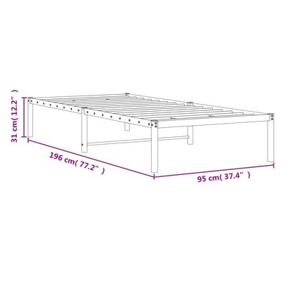 vidaXL Cadru pat metalic, negru, 90x190 cm