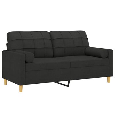 vidaXL Canapea cu 2 locuri cu pernuțe, negru, 140 cm, textil