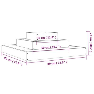 vidaXL Jardinieră, negru, 80x80x27 cm, lemn masiv de pin