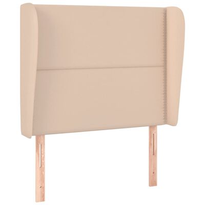 vidaXL Tăblie pat cu aripioare cappuccino 103x23x118/128 cm piele eco