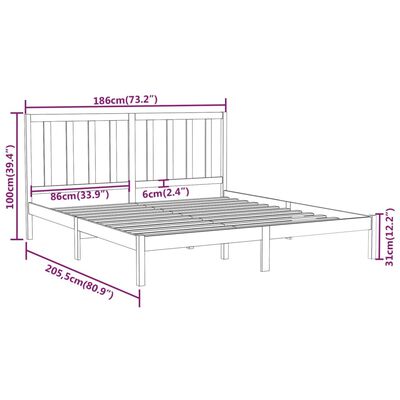 vidaXL Cadru de pat Super King, alb, 180x200 cm, lemn masiv