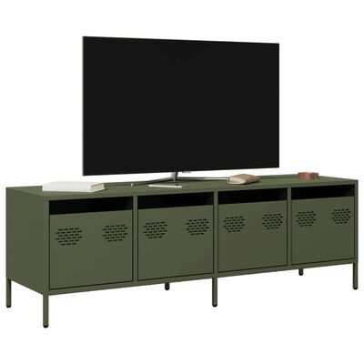 vidaXL Dulap TV, verde măsliniu, 135x39x43,5 cm, oțel laminat la rece