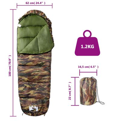 vidaXL Sac de dormit tip mumie pentru adulți de camping, 3 anotimpuri