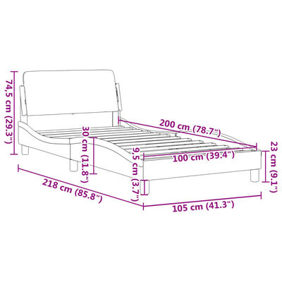 vidaXL Cadru de pat cu tăblie negru și alb 100x200cm piele artificială