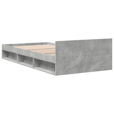 vidaXL Cadru de pat cu sertar, gri beton, 75x190 cm, lemn prelucrat