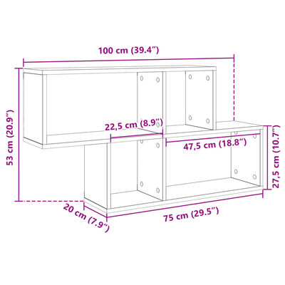 vidaXL Raft de perete, gri sonoma, 100x20x53 cm, lemn prelucrat