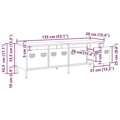 vidaXL Dulap TV, galben muștar, 135x39x43,5 cm, oțel laminat la rece