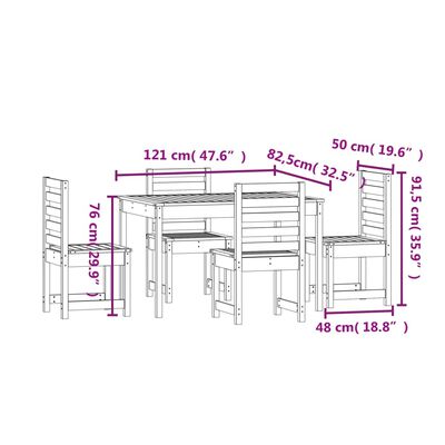 vidaXL Set de dining pentru grădină, 5 piese, lemn masiv de pin