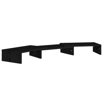 vidaXL Stand pentru monitor, negru, 80x24x10,5 cm, lemn masiv de pin