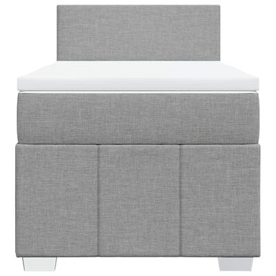 vidaXL Pat box spring cu saltea, gri deschis, 90x200 cm, textil