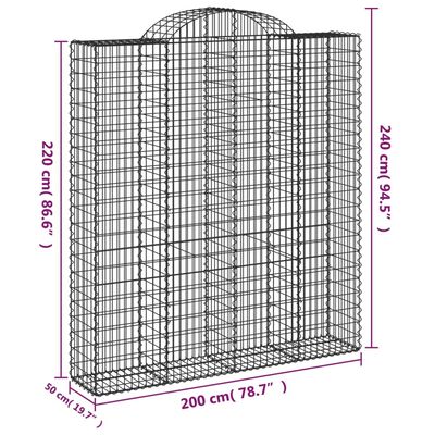 vidaXL Coșuri gabion arcuite, 14 buc 200x50x220/240cm, fier galvanizat