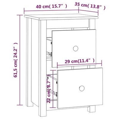 vidaXL Noptiere, 2 buc., negru, 40x35x61,5 cm, lemn masiv de pin