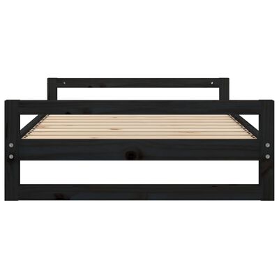 vidaXL Pat pentru câini, negru, 105,5x75,5x28 cm, lemn masiv de pin