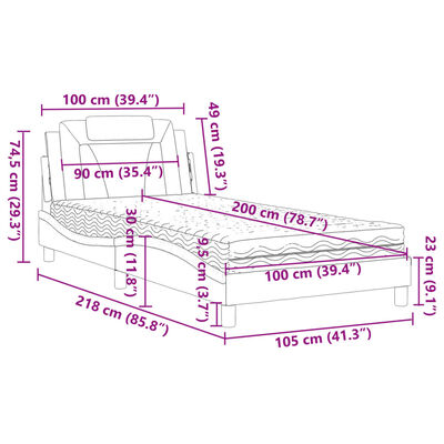 vidaXL Pat cu saltea, maro, 100x200 cm, piele ecologică