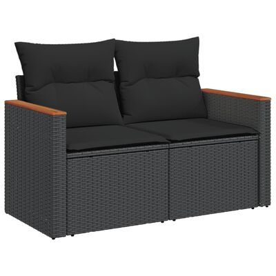 vidaXL Set canapele de grădină, 12 piese, cu perne, negru, poliratan