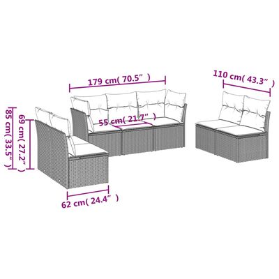 vidaXL Set canapele de grădină, 7 piese, cu perne, bej, poliratan