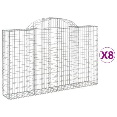 vidaXL Coșuri gabion arcuite 8 buc, 200x30x120/140 cm, fier galvanizat