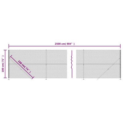 vidaXL Gard plasă de sârmă cu bordură, antracit, 1,8x25 m