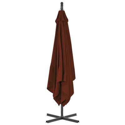 vidaXL Umbrelă suspendată cu stâlp din oțel, teracota, 250 x 250 cm